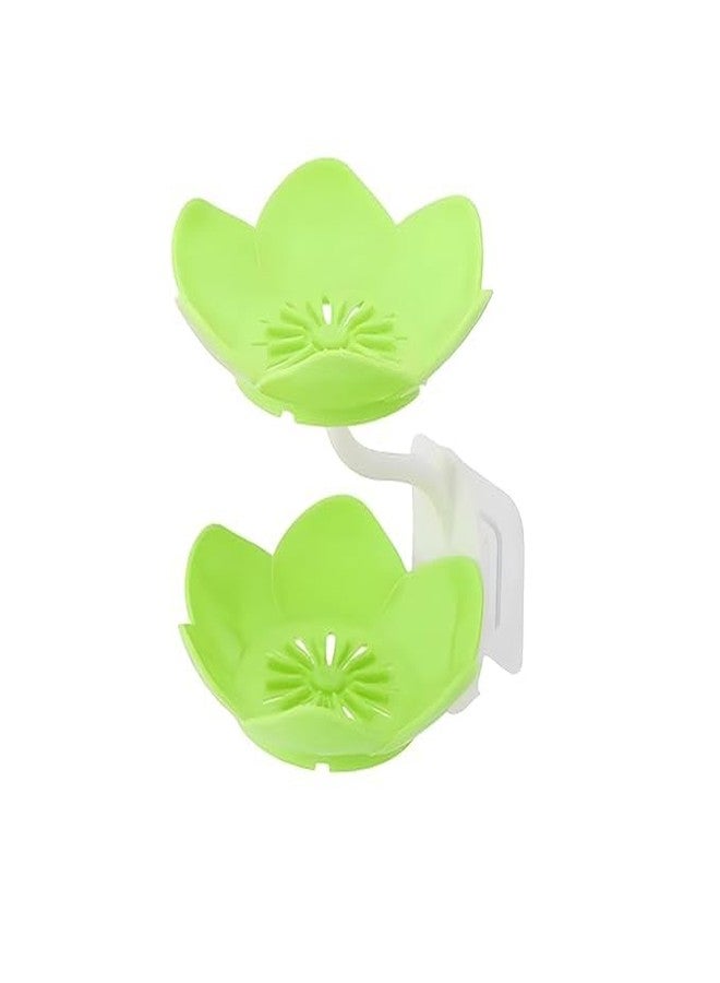 DORLANK Soap Dish Holder | Flower Design Wall Hanging Soap Storage Rack for Kitchen Bathroom | Double Layer Self Adhesive Soap Stand| Wall Mounted Sponge Holder Sabundani-(Multi Colour) 1PC - Image 1